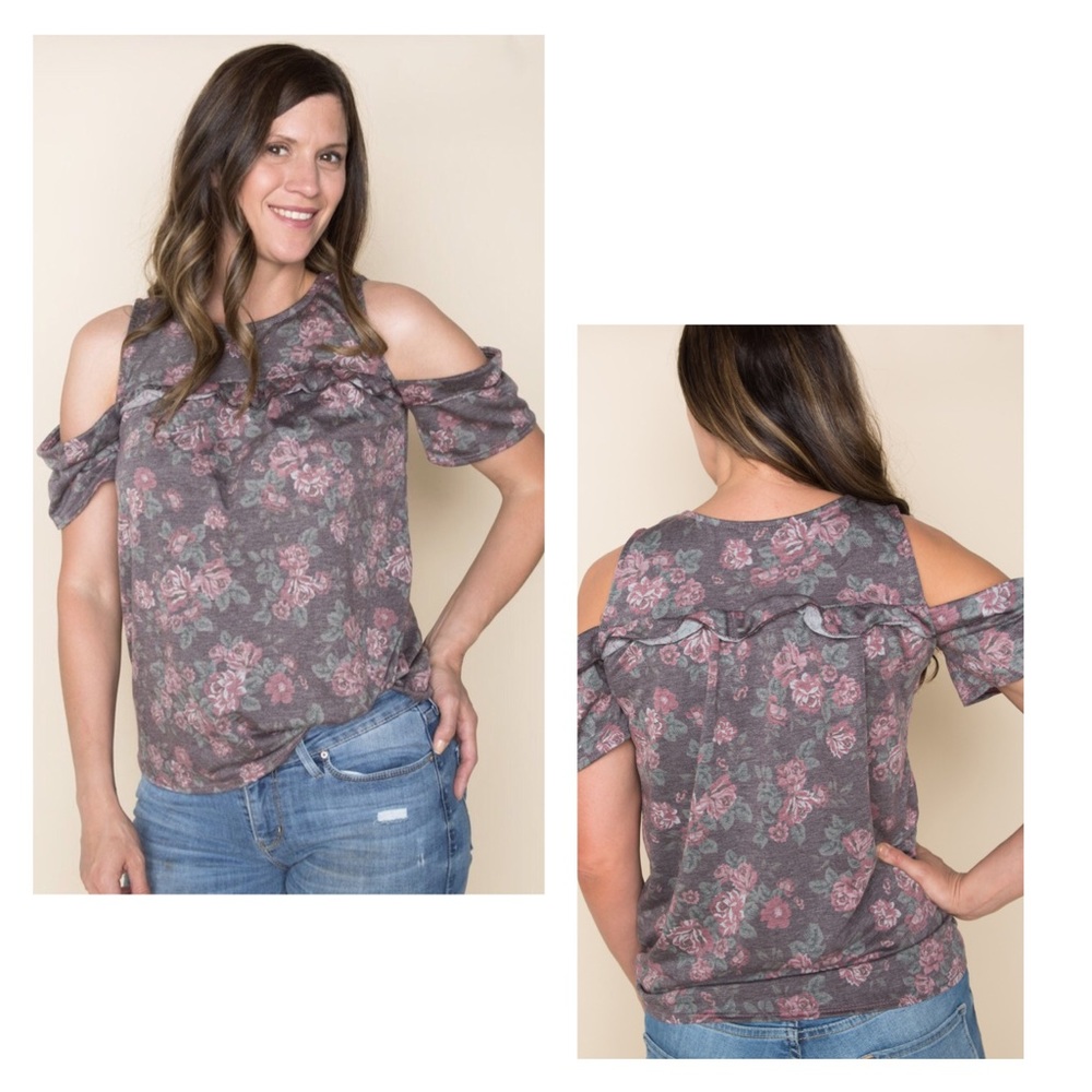 NWT Floral Cold Shoulder Shirt Amelia James